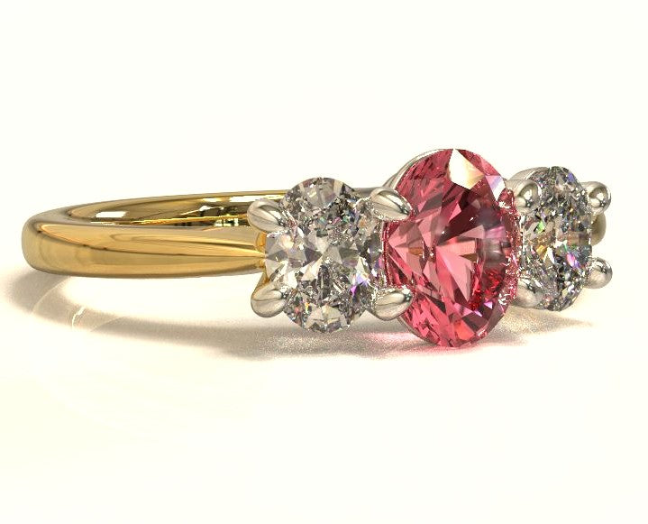 Trilogy Engagement Ring- Padparadscha