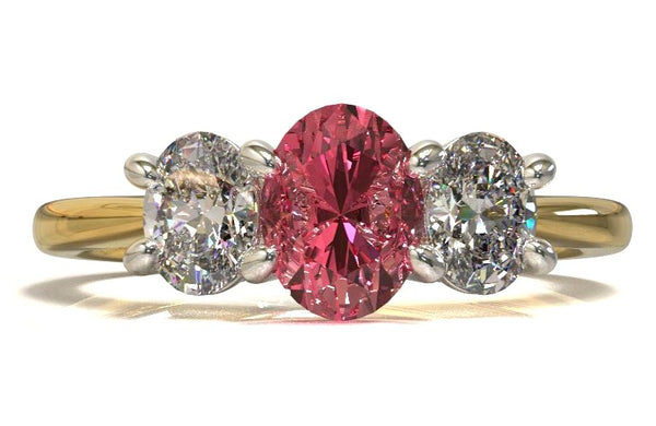 Trilogy Engagement Ring- Padparadscha