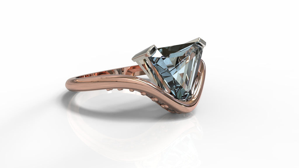 Trillion Cut Sapphire & Diamond Engagement Ring