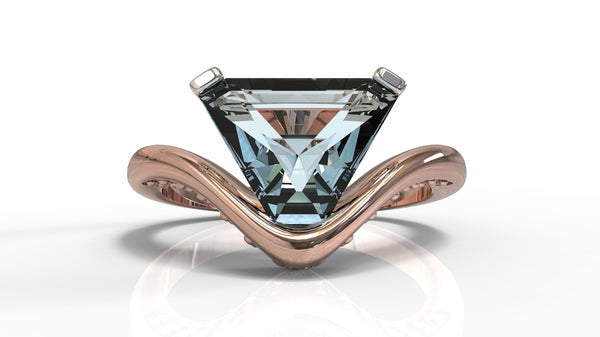 Trillion Cut Sapphire & Diamond Engagement Ring