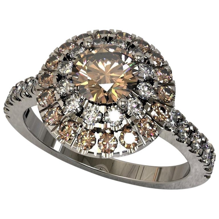 Multi-Colour Halo Diamond Ring
